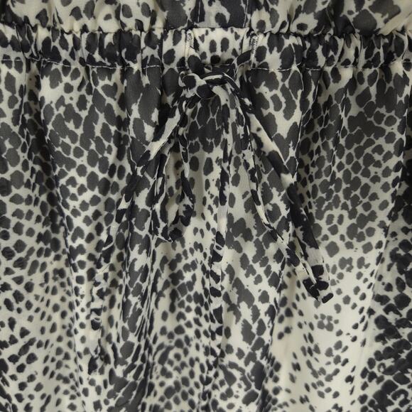 Vince Camuto Dress Womens 4 Gray Geometric Ruched Waist Tie Front Button Lined - Picture 5 of 13